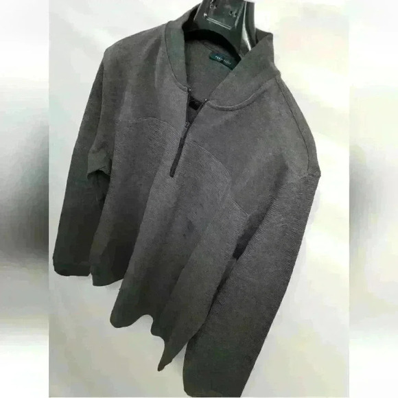 Men's Perry Ellis Quarter Zip Sweater Charcoal Heather $69 - Picture 2 of 9